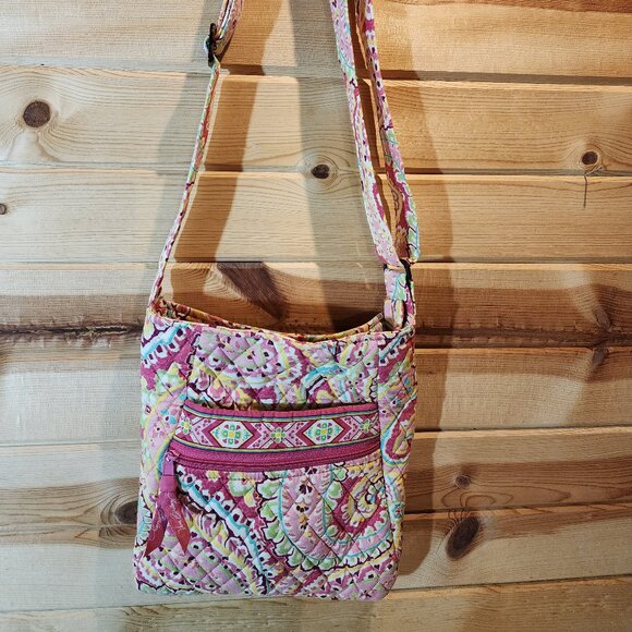Vintage Vera Bradley Quilted Crossbody Bag – Pink Paisley Floral Print - Picture 1 of 10